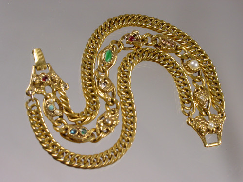 Goldette Triple Chain Bracelet 1960s Goldette Triple Chain Bracelet 1960s
