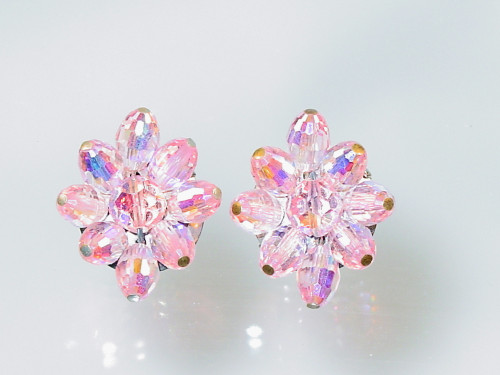 Vintage Pink Crystal Earrings