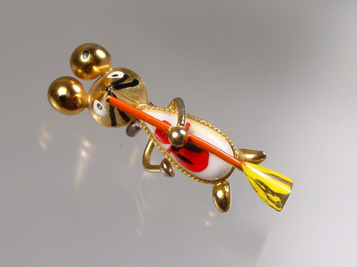 Vintage House Mouse Pin with Broom