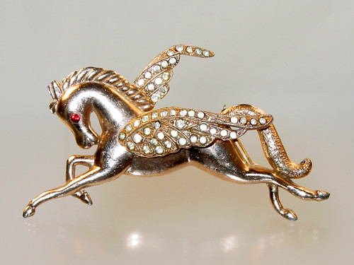 Retro Rose Gold Vermeil Pegasus Brooch