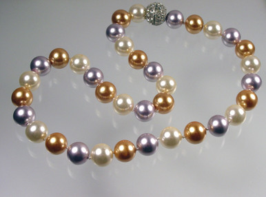 Tri Color Glass Pearl Necklace