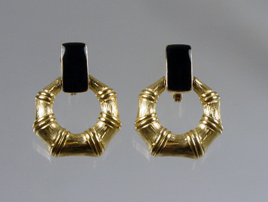 MONET 1970-1980 Bamboo Gold Plated Hoop Clip On Earrings – ATTICO ORO