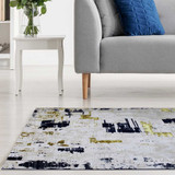 Pyrgos rug-Beige Navy Blue-Medium Pile 150 x 230 cm (4.9 x 7.5 ft)