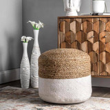 Osaka Jute Pouf Natural Beige - White (Made on order)
