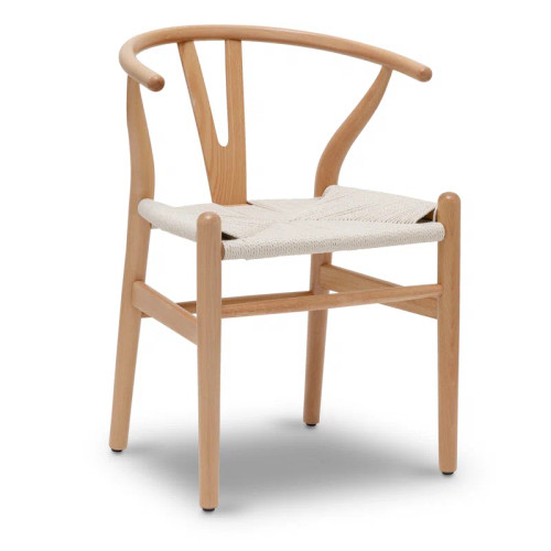 Solid Beech Wood Chair with Paper Cord (Brown)