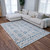 Agia Moroccan Style Rug-Cream Blue-Low Pile-Distressed Design-Multiple Sizes Agia Moroccan Style Rug-Cream Blue-Low Pile-Distressed Design-Multiple Sizes
