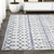 Bridgeton Moroccan Style Rug-Cream Navy Blue-Distressed-Low Pile-Multiple Sizes