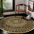 Karpenisi rug-Natural Beige Black-Low Pile Round Diameter: 120 cm (3.9 ft)