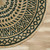 Karpenisi rug-Natural Beige Black-Low Pile Round Diameter: 120 cm (3.9 ft)