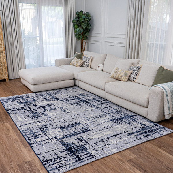 Journey rug-Grey Navy Blue Journey rug-Grey Navy Blue
