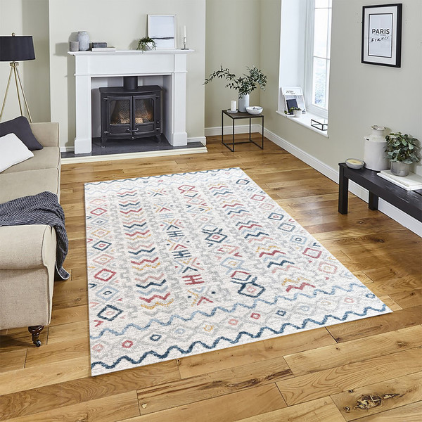 Tribe rug-Multi Colour-Low Pile-Distressed Design-Multiple Sizes