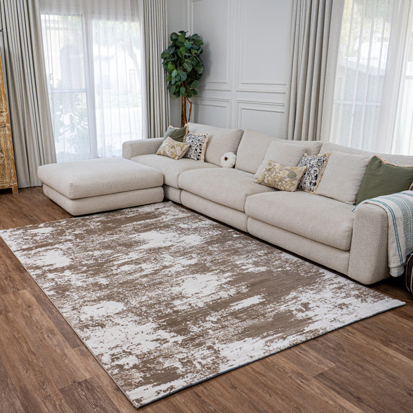 Orion Abstract Rug - Beige & White