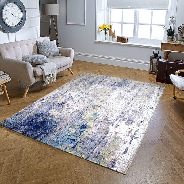 Lefkada rug-Grey Navy Blue-High Pile