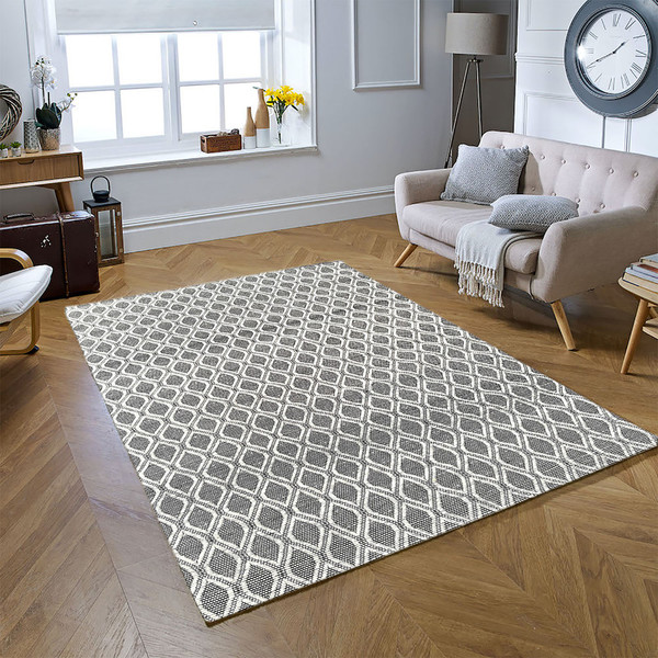 Kato Wool rug-Black & White-Low Pile 200 x 300 cm (6.6 x 9.8 ft)
