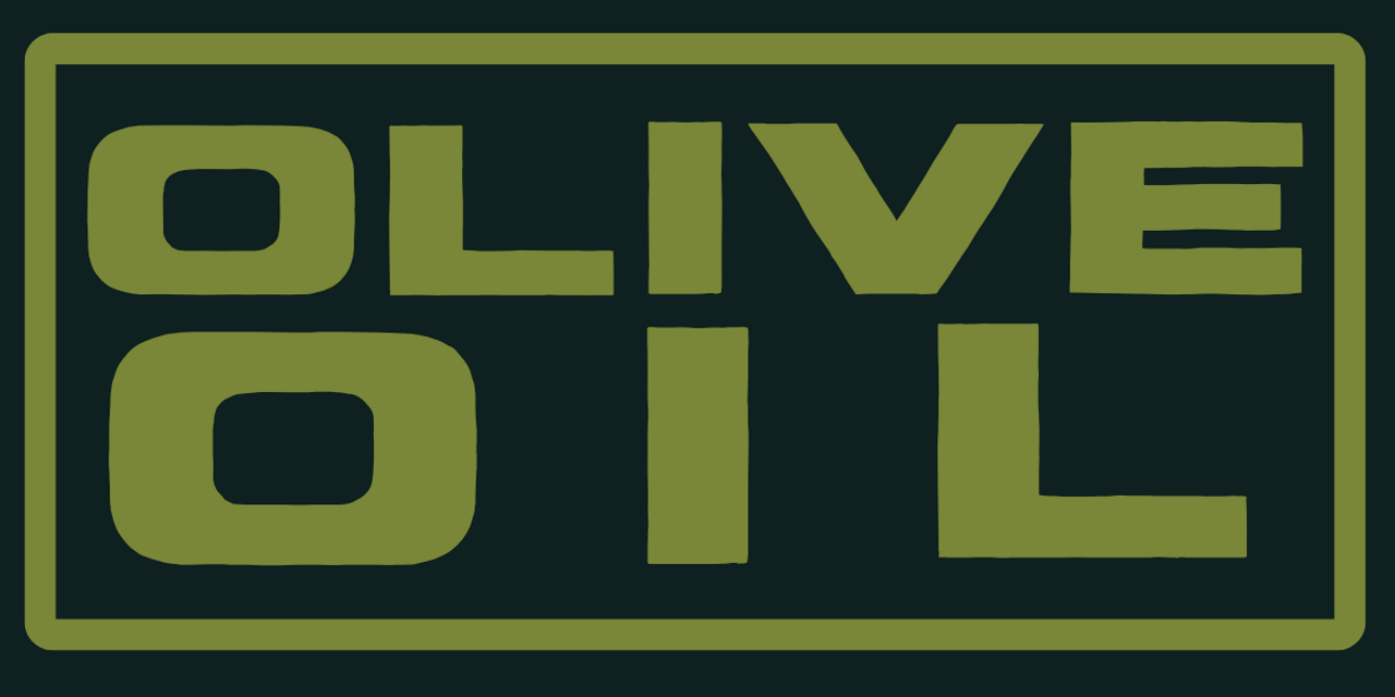 LArge style font that says Olive Oil
