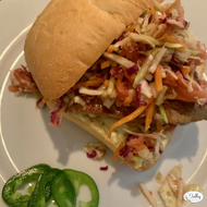 S​esame Seared Tuna Burger with Blackberry Ginger Balsamic Slaw