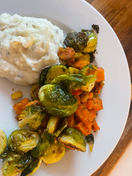 Herbs de Provence Roasted Butternut Squash and Brussel Sprouts