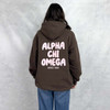 Alpha Chi Omega Brown Hoodie back
