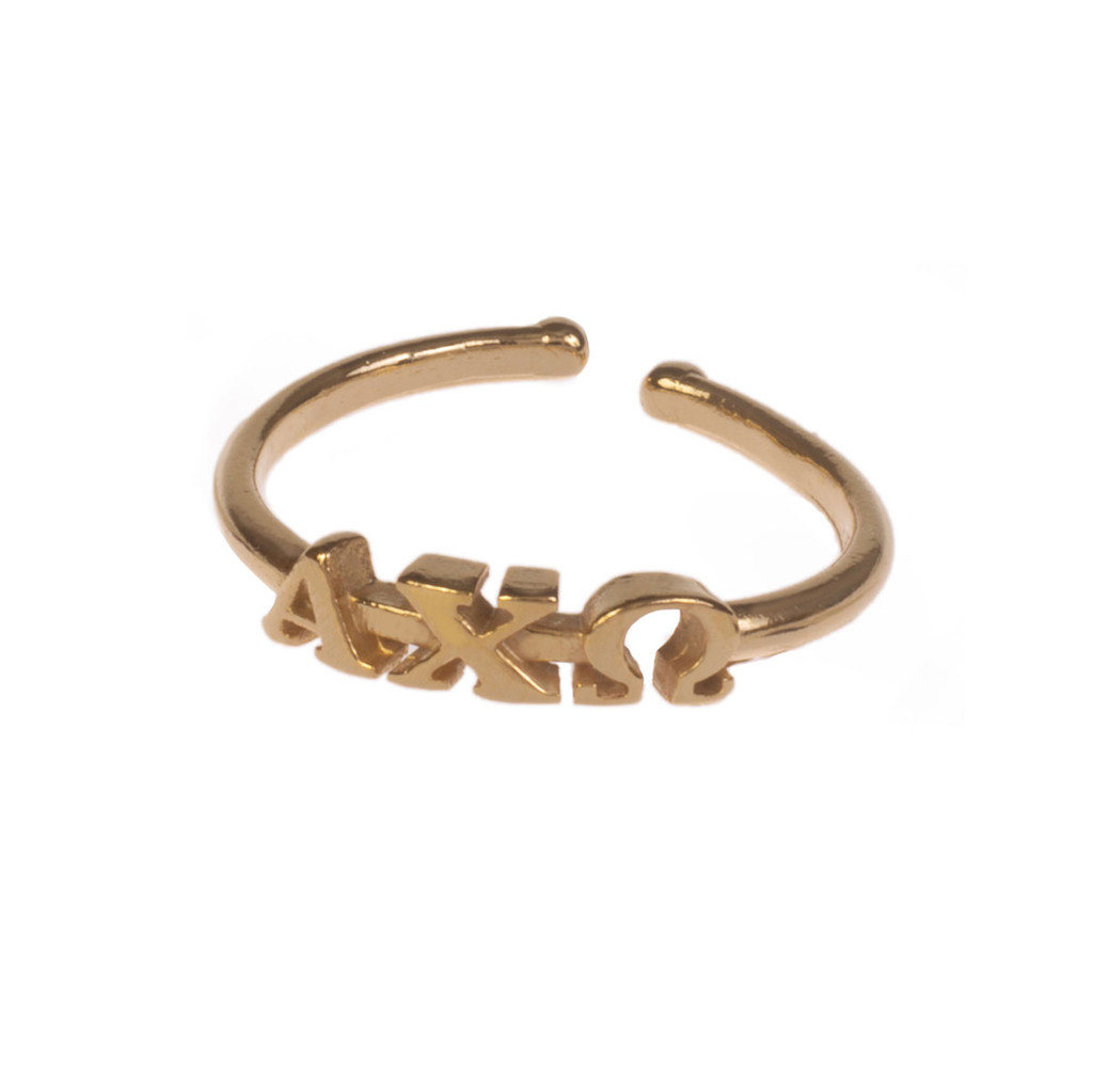 Alpha Chi Omega Gold Adjustable Ring