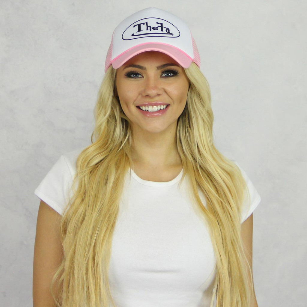 Kappa Alpha Theta Trucker hat pink white baseball
