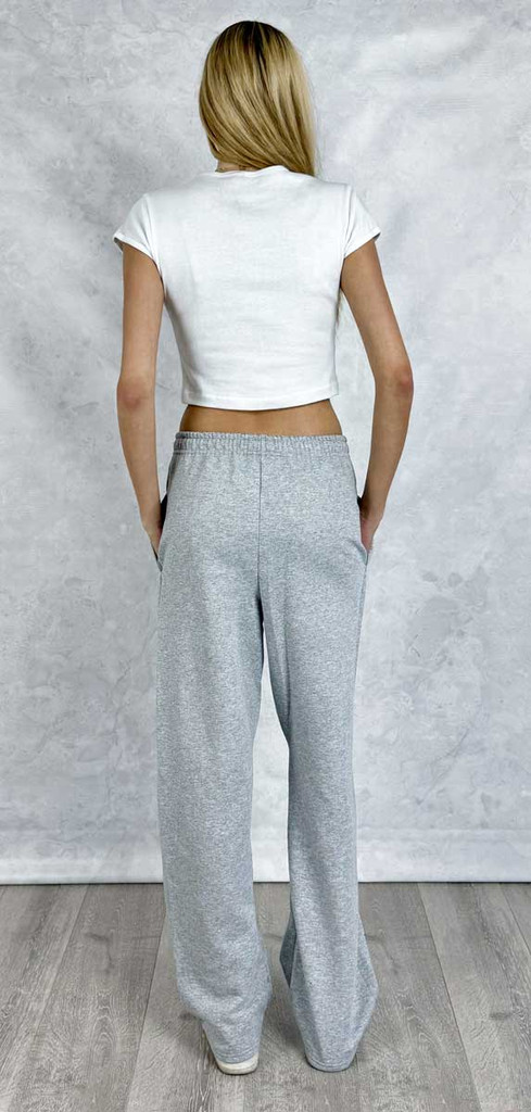 Gray Straight Leg Sweatpants Back