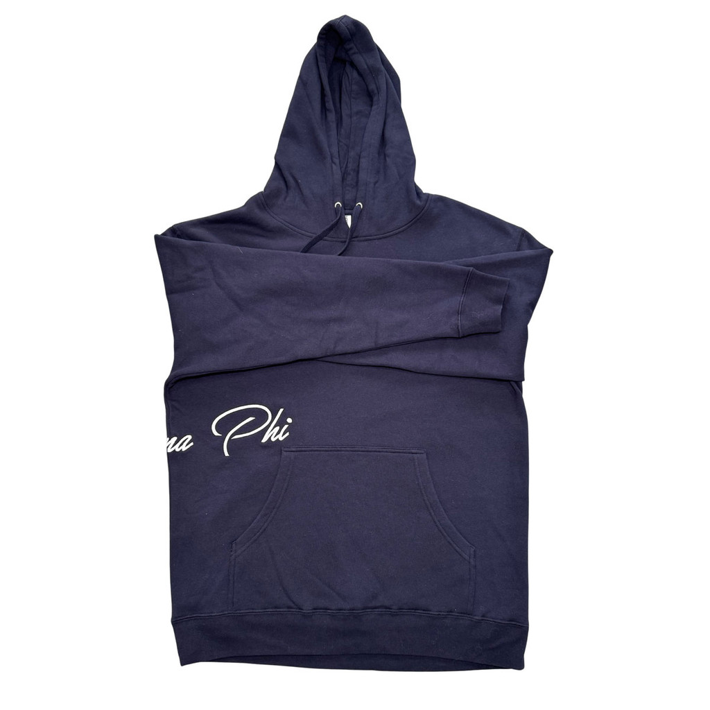 Gamma Phi Beta Navy Hoodie front flat