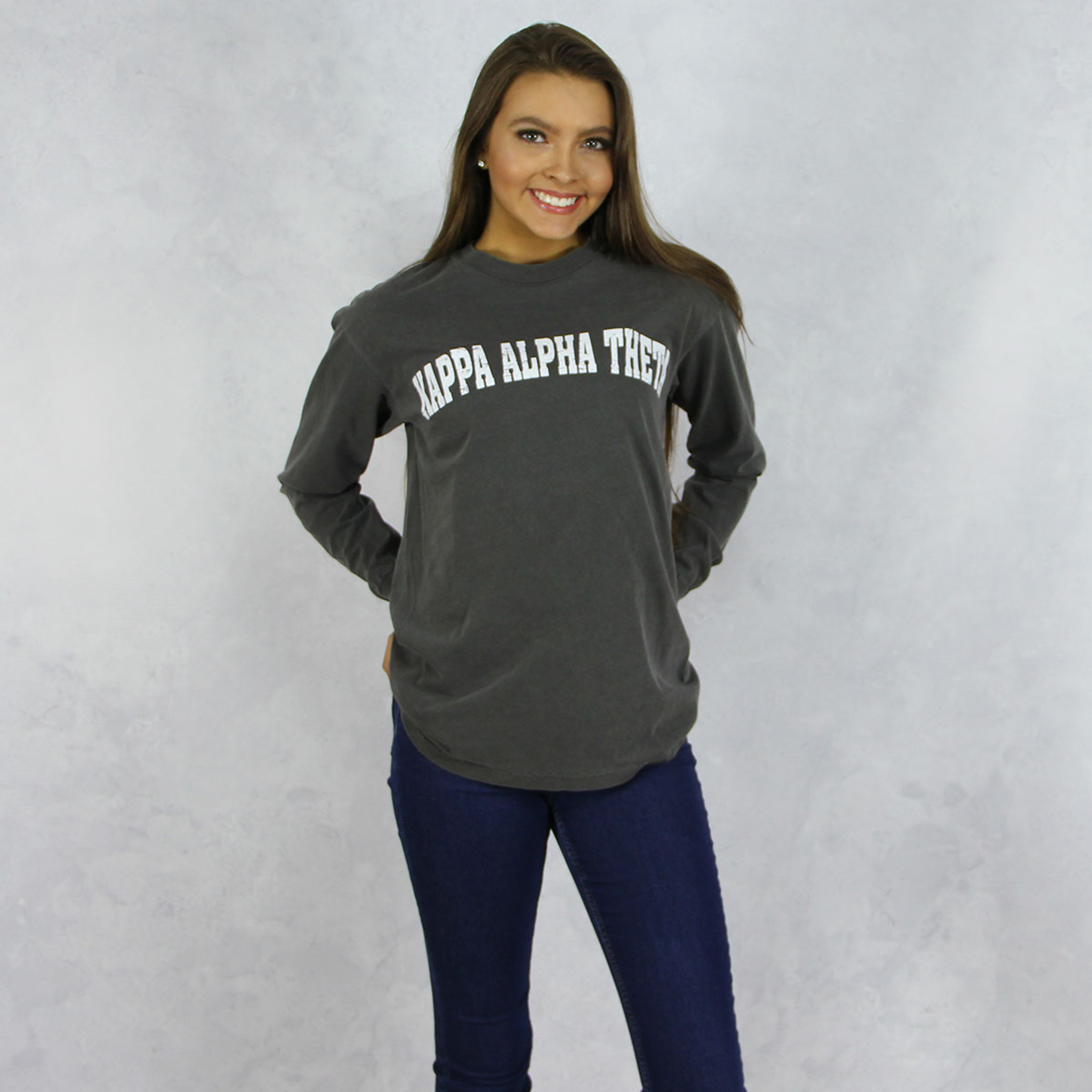 Kappa Alpha Theta - Comfort Colors Long Sleeve T-Shirt in Dark Gray