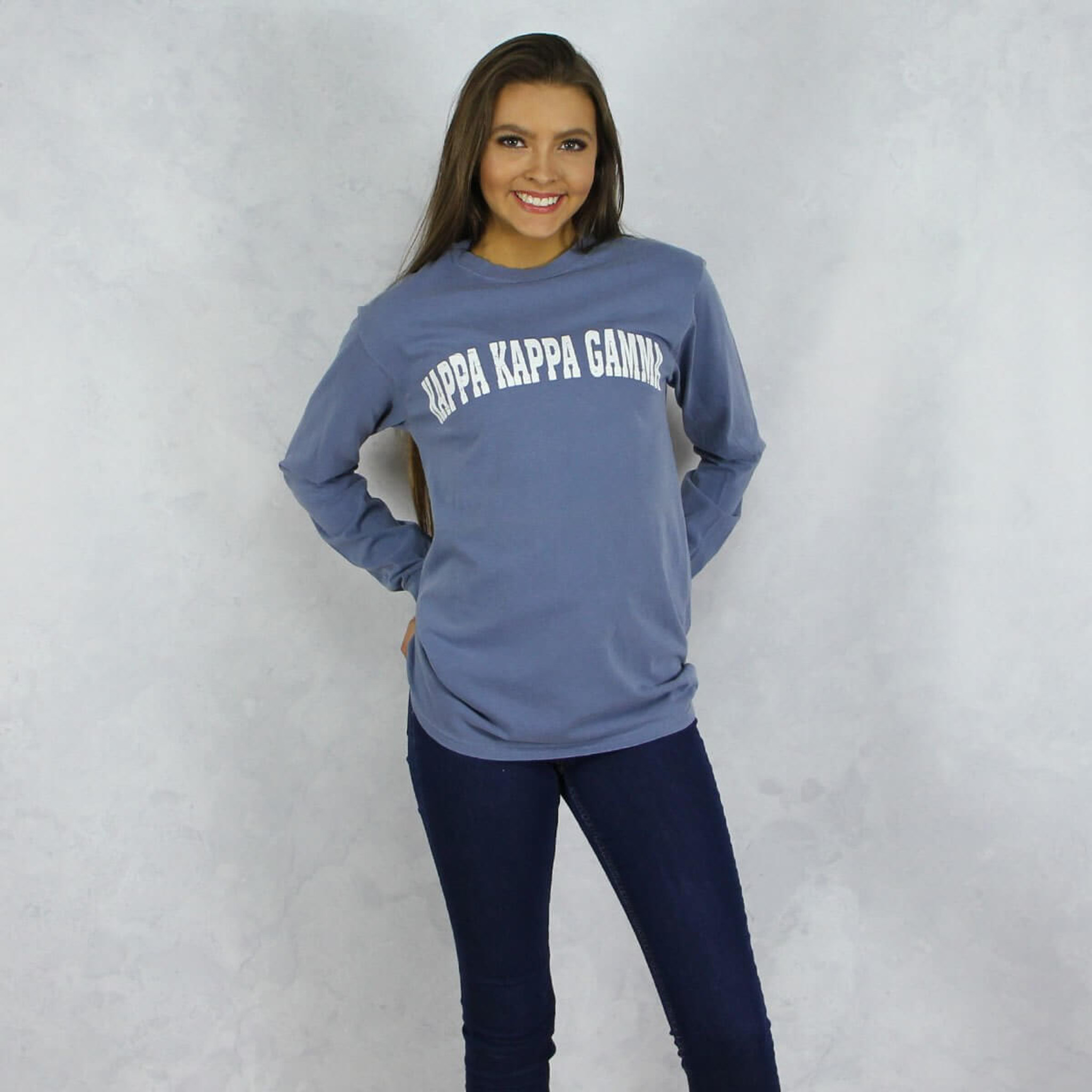 Kappa Gamma - Comfort Colors Long Sleeve Blue T-Shirt