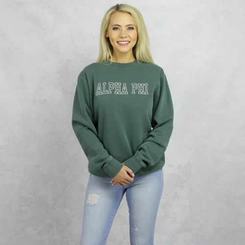 Green Alpha Phi Embroidered Sweatshirt