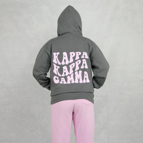 Kappa Kappa Gamma full zip sweatshirt hoodie grey pink print