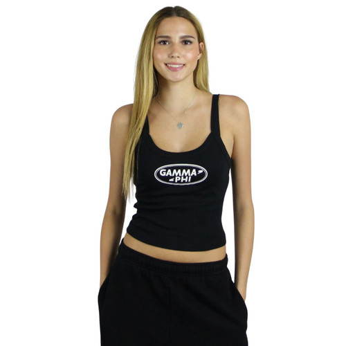 Gamma Phi Beta Cropped Tank in Black