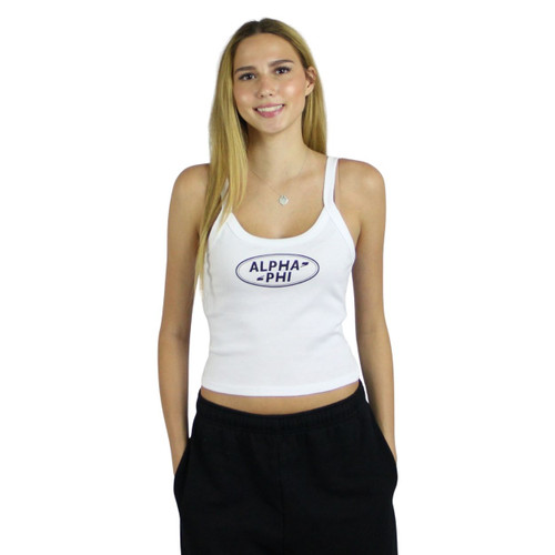 Alpha Phi Cropped Tank in White