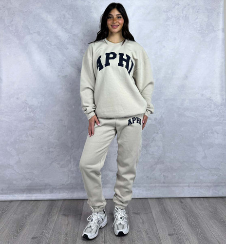 Alpha Phi Sweatshirt | Beige Printed Crewneck