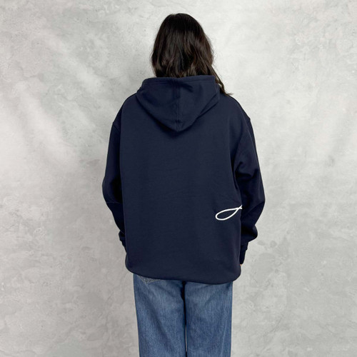 Alpha Phi Navy Hoodie back