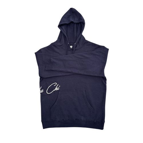 Alpha Chi Omega Navy Hoodie front flat