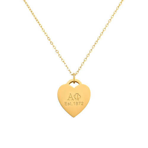 Alpha Phi Gold Heart Necklace