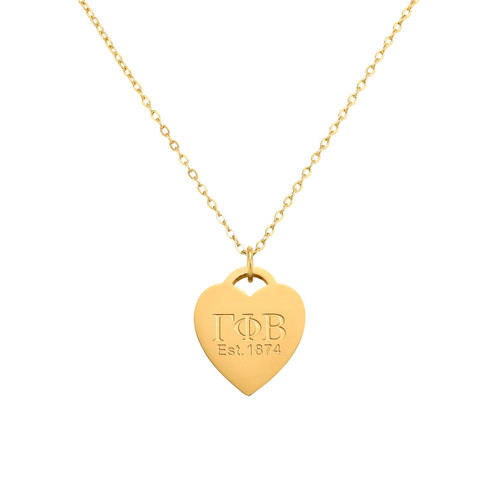 Gamma Phi Beta Gold Heart Necklace
