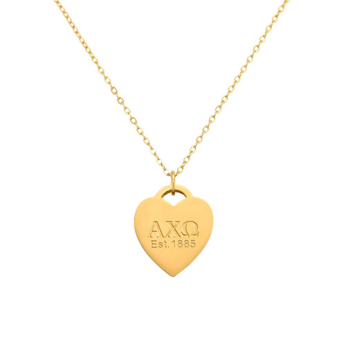 Alpha Chi Omega Gold Heart Necklace