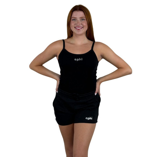 Alpha Phi Tank in black with silver logo