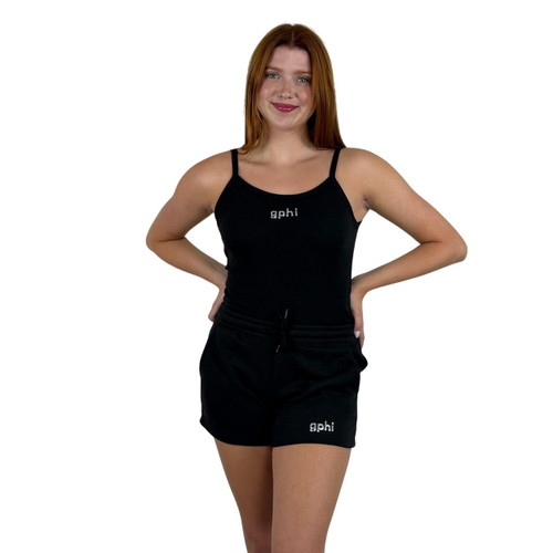 Gamma Phi Beta Tank in black with silver logo