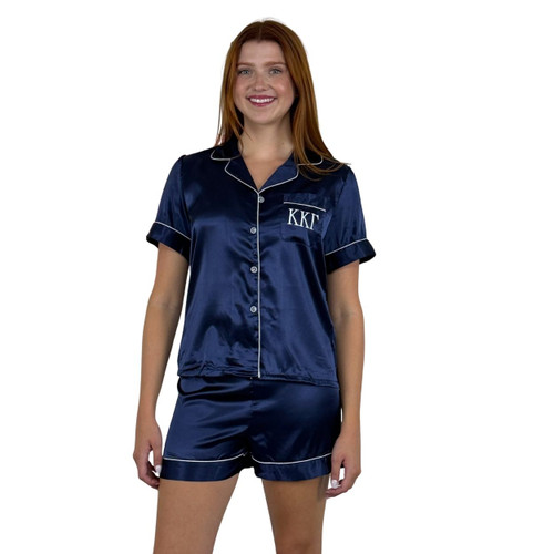 Kappa Kappa Gamma Navy Silky PJ's