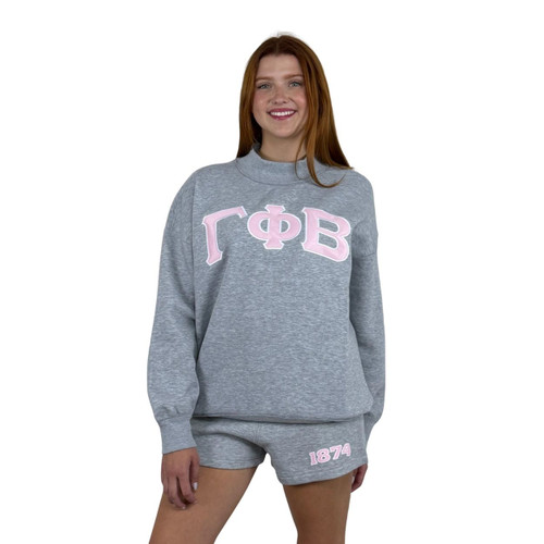 Gamma Phi Beta Mockneck Sweatshirt with Sewn on Letters