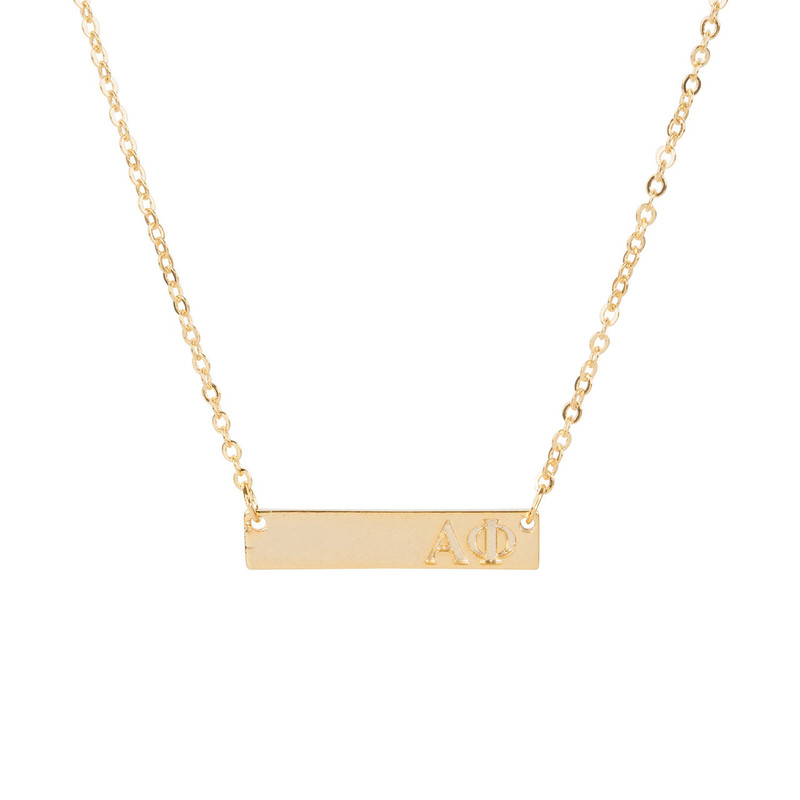 Alpha Phi Gold Bar Necklace