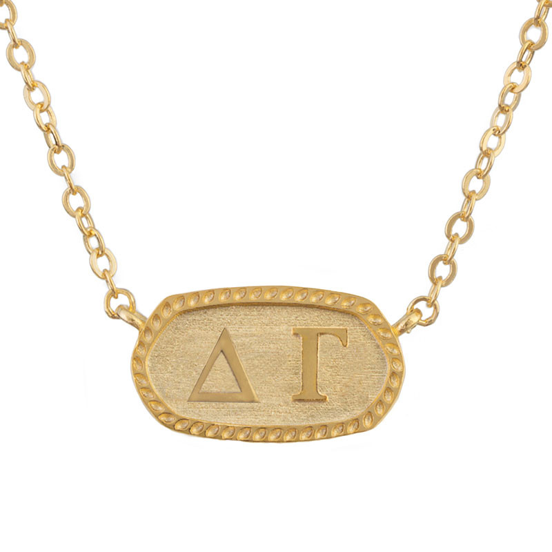 Delta Gamma Gold Oval Necklace