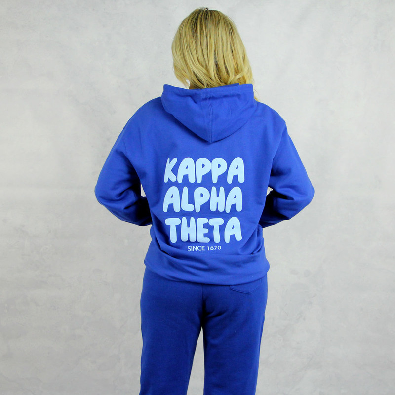 Kappa Alpha Theta hoodie blue womens sorority fashion unisex with pockets back