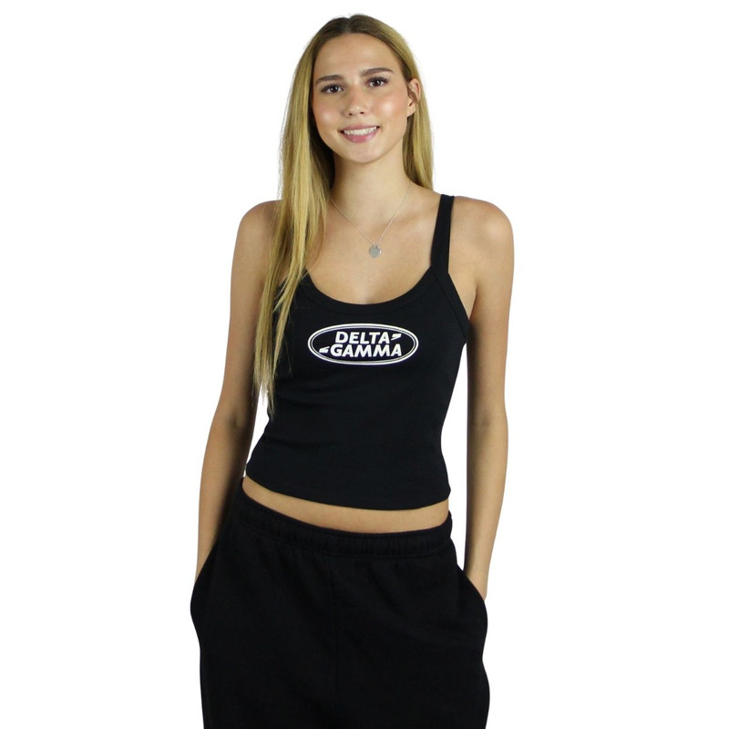 Delta Gamma Cropped Tank in Black