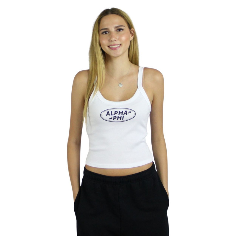 Alpha Phi Cropped Tank in White