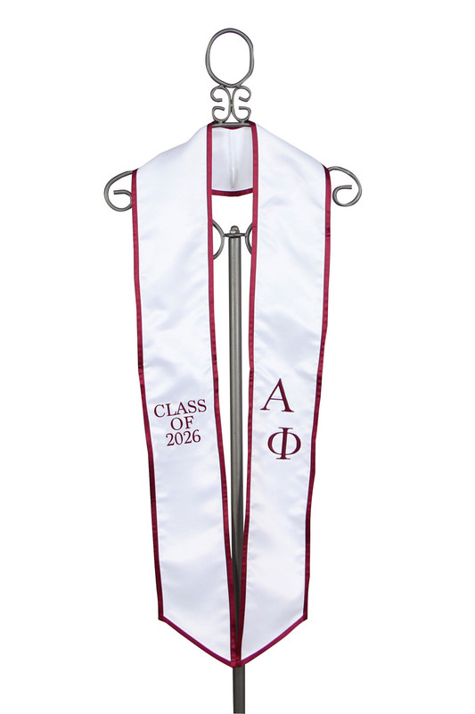 Alpha Phi Graduation Stole in White - Class of 2026