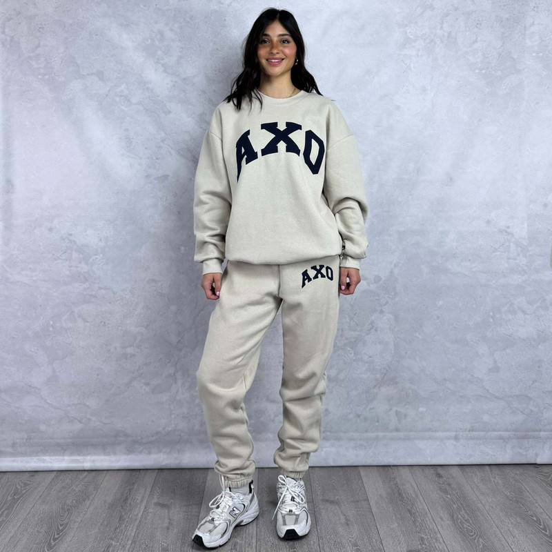 Alpha Chi Omega Sweatshirt Beige Printed Crewneck