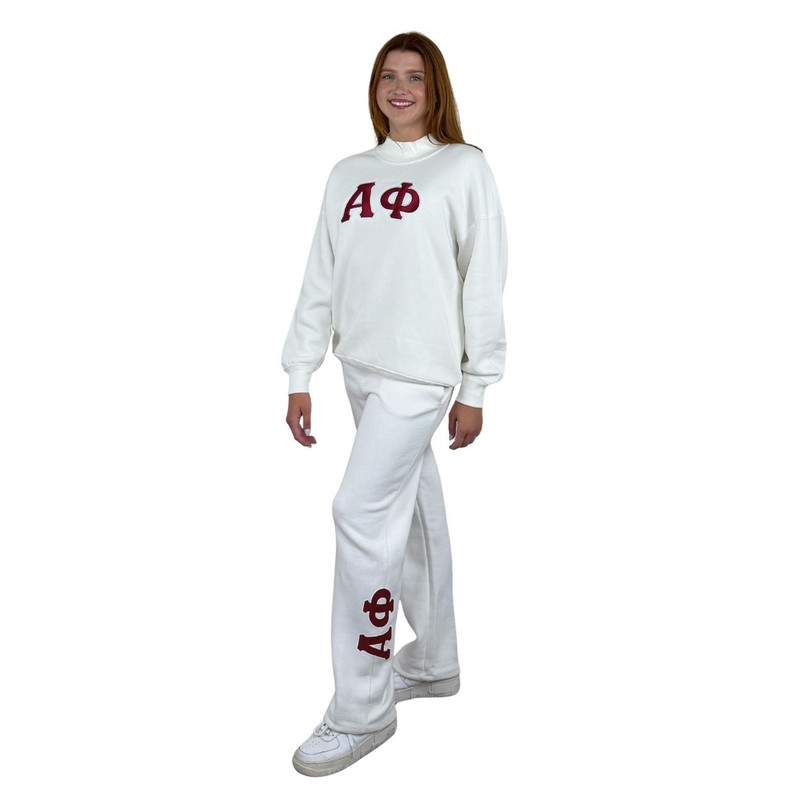 Alpha Phi Printed Sorority Sweatpants in Cream